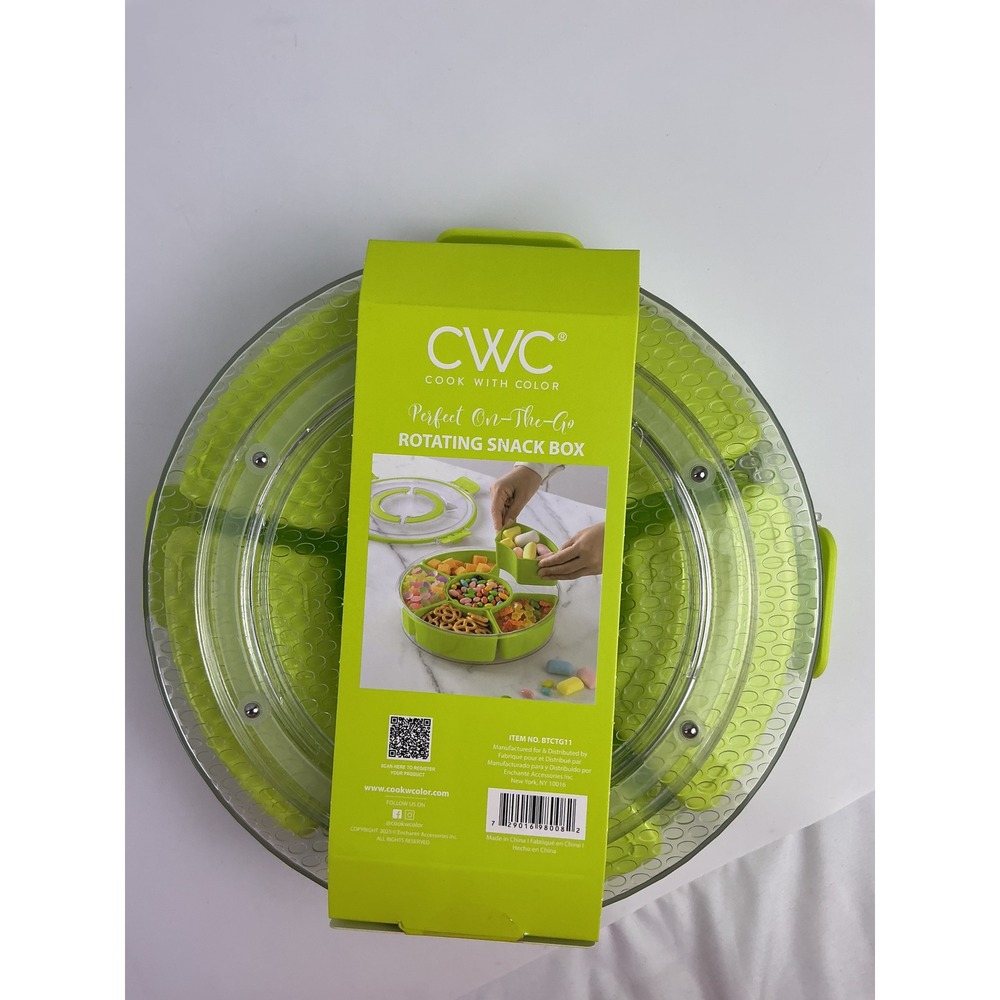 CWC Divided Serving Tray With Lid Rotating Snack Box 6 Compartment BPA Free - Picture 5 of 9